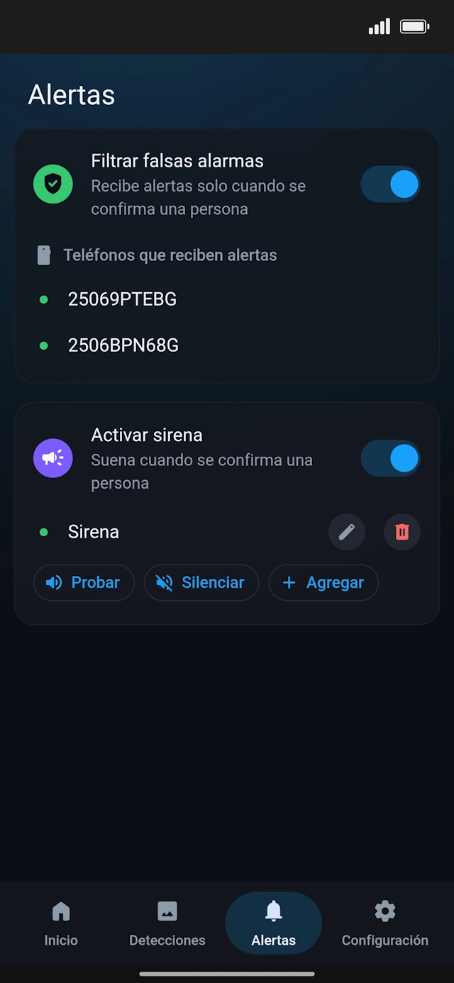 Panel de alertas GuardianHogar