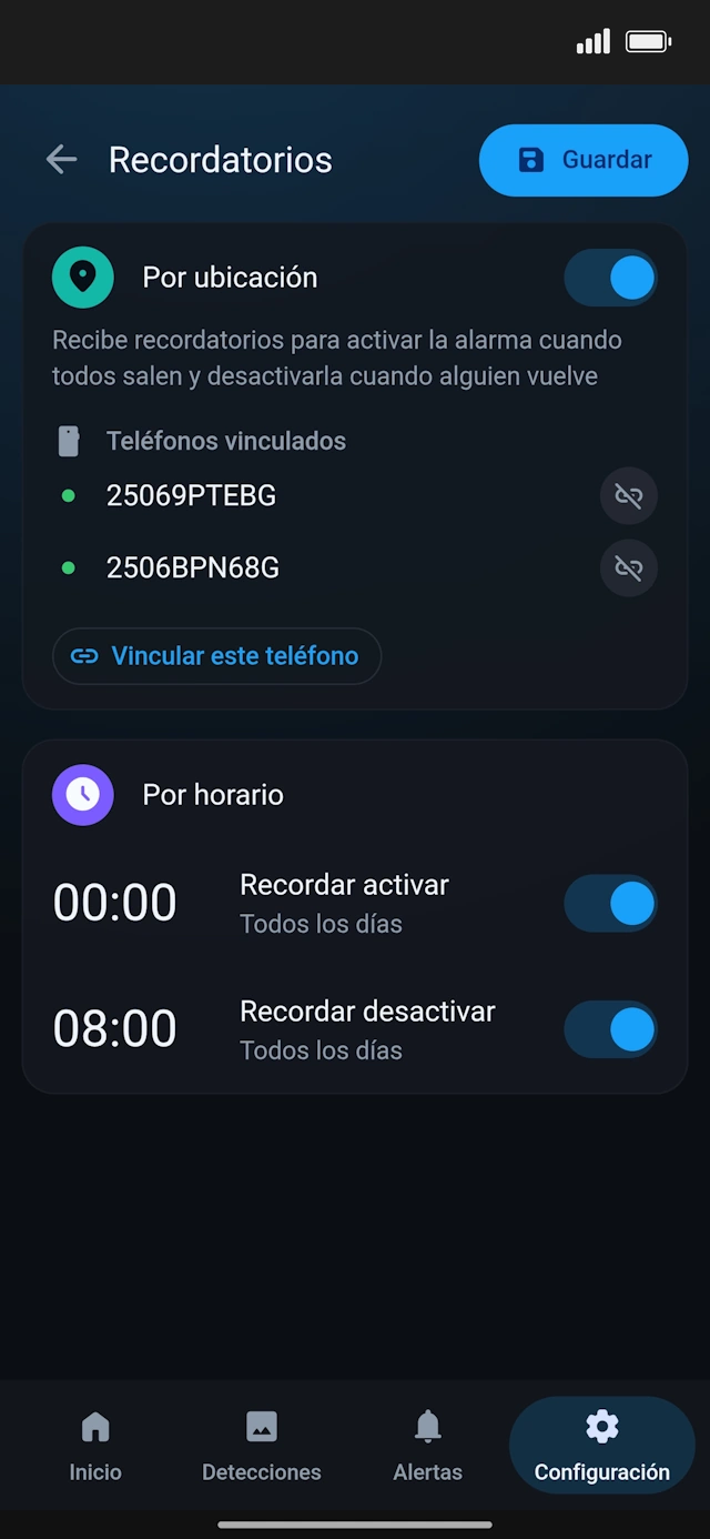 Recordatorios por ubicación y horario